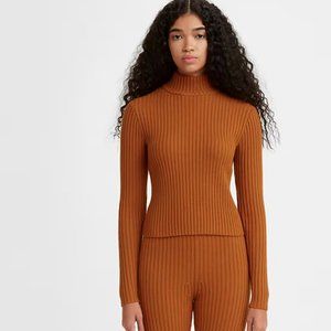 NWOT Levi's Wool Blend Turtleneck Sweater Crop Glazed Ginger Orange